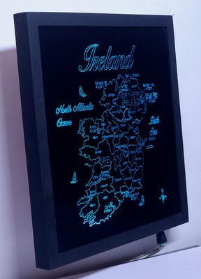 Black Framed LED Gift Map of the Country of IRELAND 🇮🇪