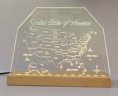 LED Plaque Gift Map of the UNITED STATES of AMERICA 🇺🇸