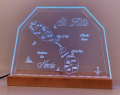 LED Plaque Gift Map of the Caribbean Islands of ST. KITTS and NEVIS 🇰🇳