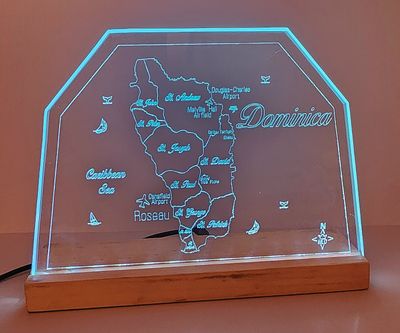 LED Gift Map of the Beautiful Caribbean Island of DOMINICA 🇩🇲