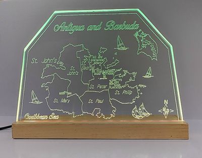 LED Plaque Gift Map of the Caribbean Islands of ANTIGUA and BARBUDA 🇦🇬