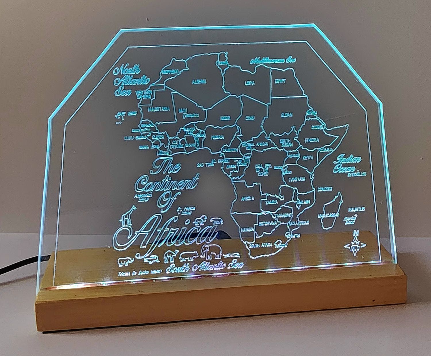 LED Plaque Gift Map of the CONTINENT of AFRICA