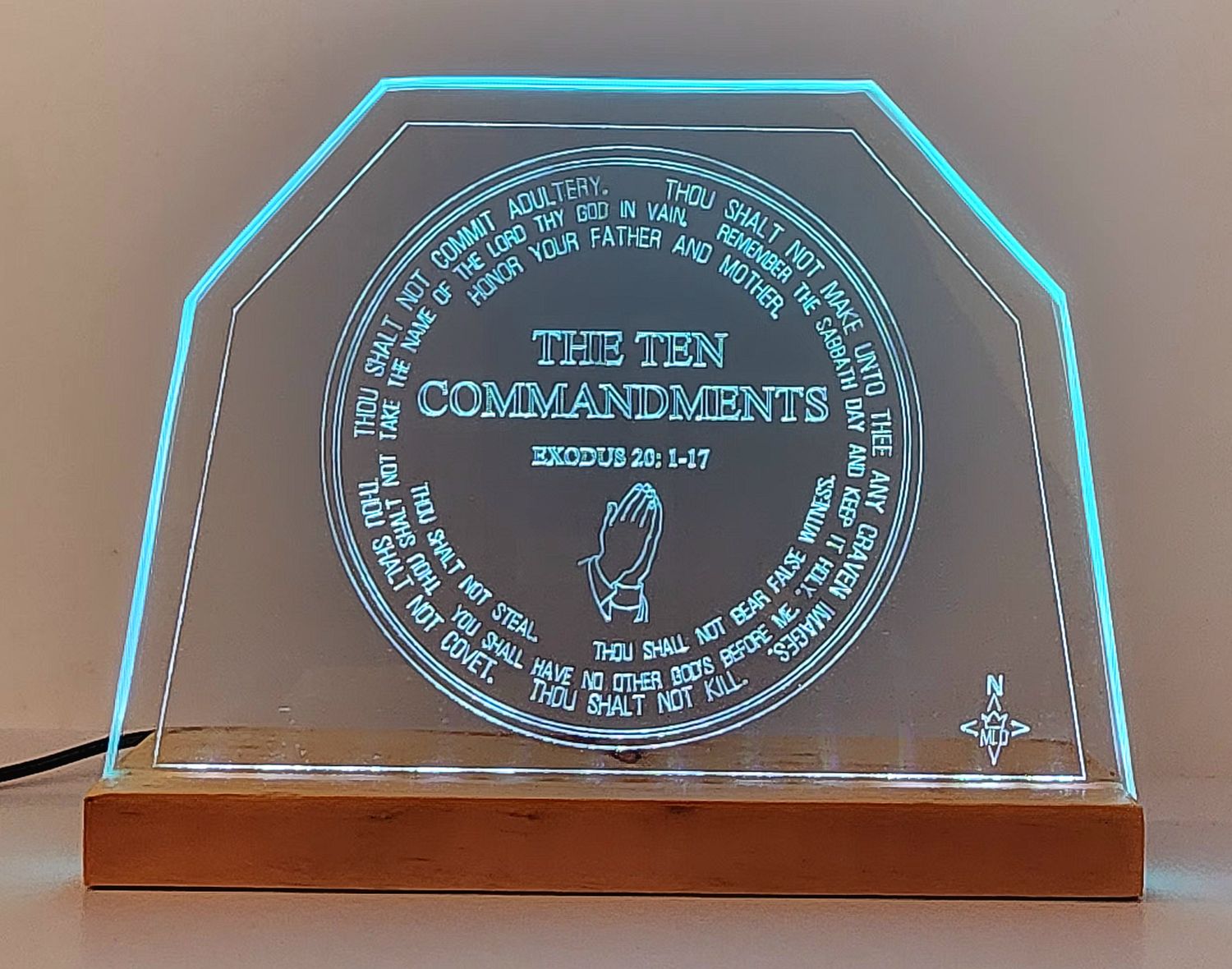 LED Plaque Gift Map Rendition of "THE TEN COMMANDMENTS"