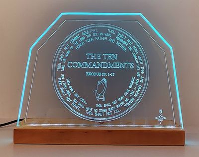LED Plaque Gift Map Rendition of "THE TEN COMMANDMENTS"