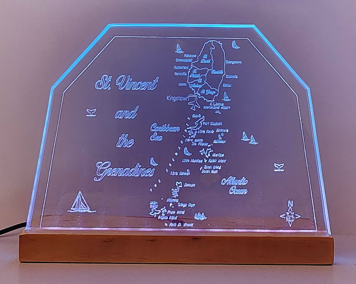 LED Gift Plaque Map of the Beautiful Caribbean Islands of ST. VINCENT and the GRENADINES 🇻🇨
