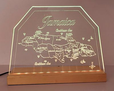 LED Plaque Gift Map of the Caribbean Island of JAMAICA 🇯🇲