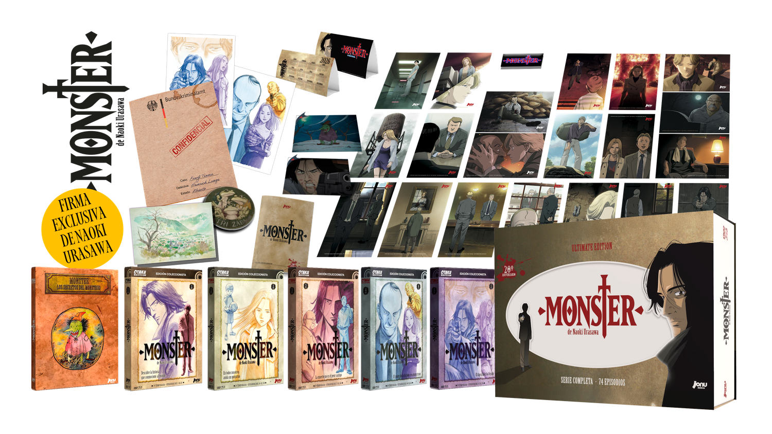 MONSTER. 20º ANIVERSARIO. PACK SERIE COMPLETA.  (1-74 eps) . PREVENTA SILVER. PRECIO EXCLUSIVO. OTAKU EDITION BD/DVD. SIN CENSURA. ENVÍO CERTIFICADO GRATUITO. SOLO ESPAÑA Y CANARIAS.