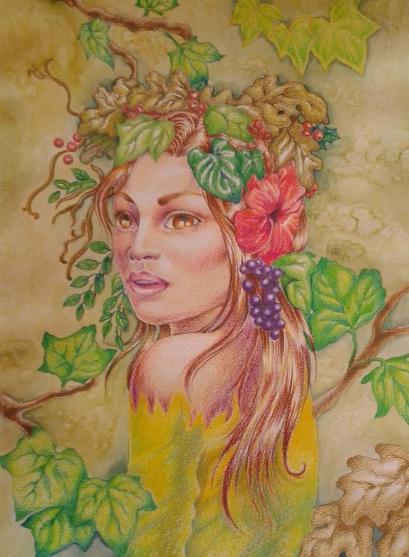 Art Print Green Woman - Watercolor Art print - nature goddess - pagan art