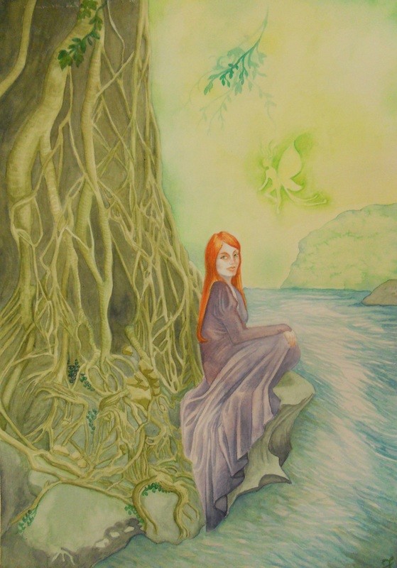 The Secret Rest art print - watercolor painting art print - scottish lake landscape