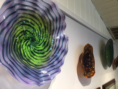 Purple Green Blown Glass Wall Platter