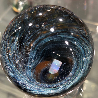 Blue Dust Vortex Marble With Opal 2”