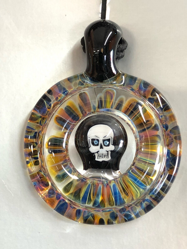 Optical Play Glass Skull Pendant