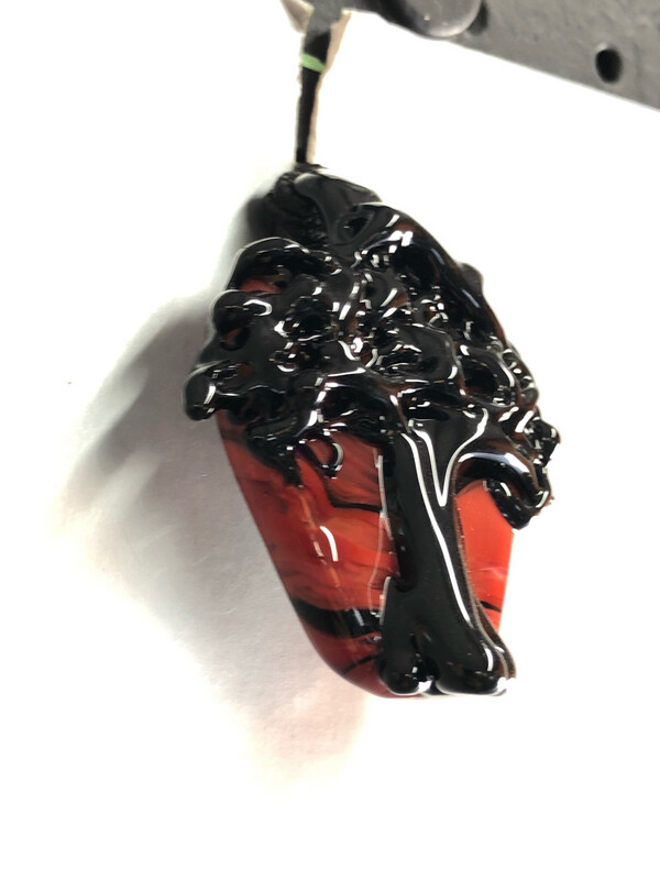 Black Glass Tree Pendant