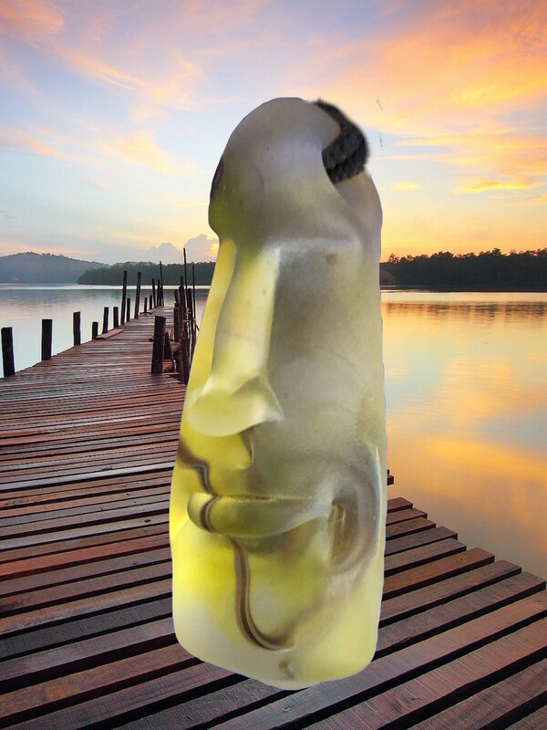 Sandblasted Glass Tiki Pendant Sunrise