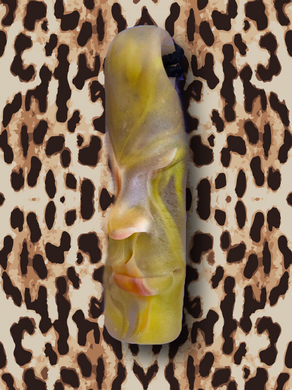 Sandblasted Glass Tiki Pendant Lemon Butterscotch  