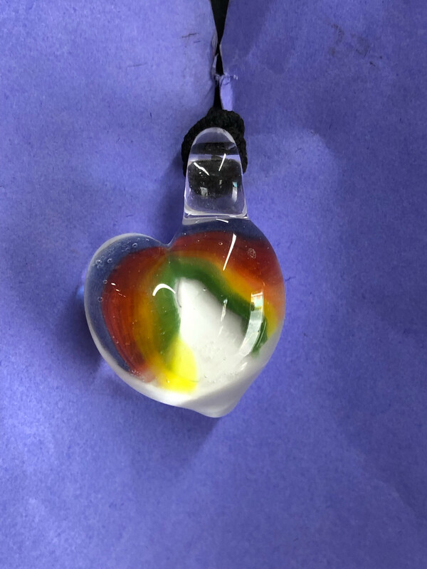 Rainbow Glass Heart Pendant