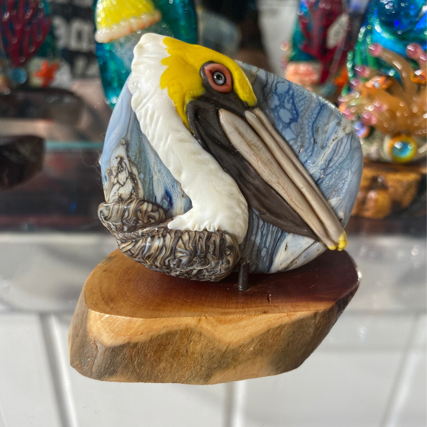 Brown Pelican Glass Bead By Joy Munshower 