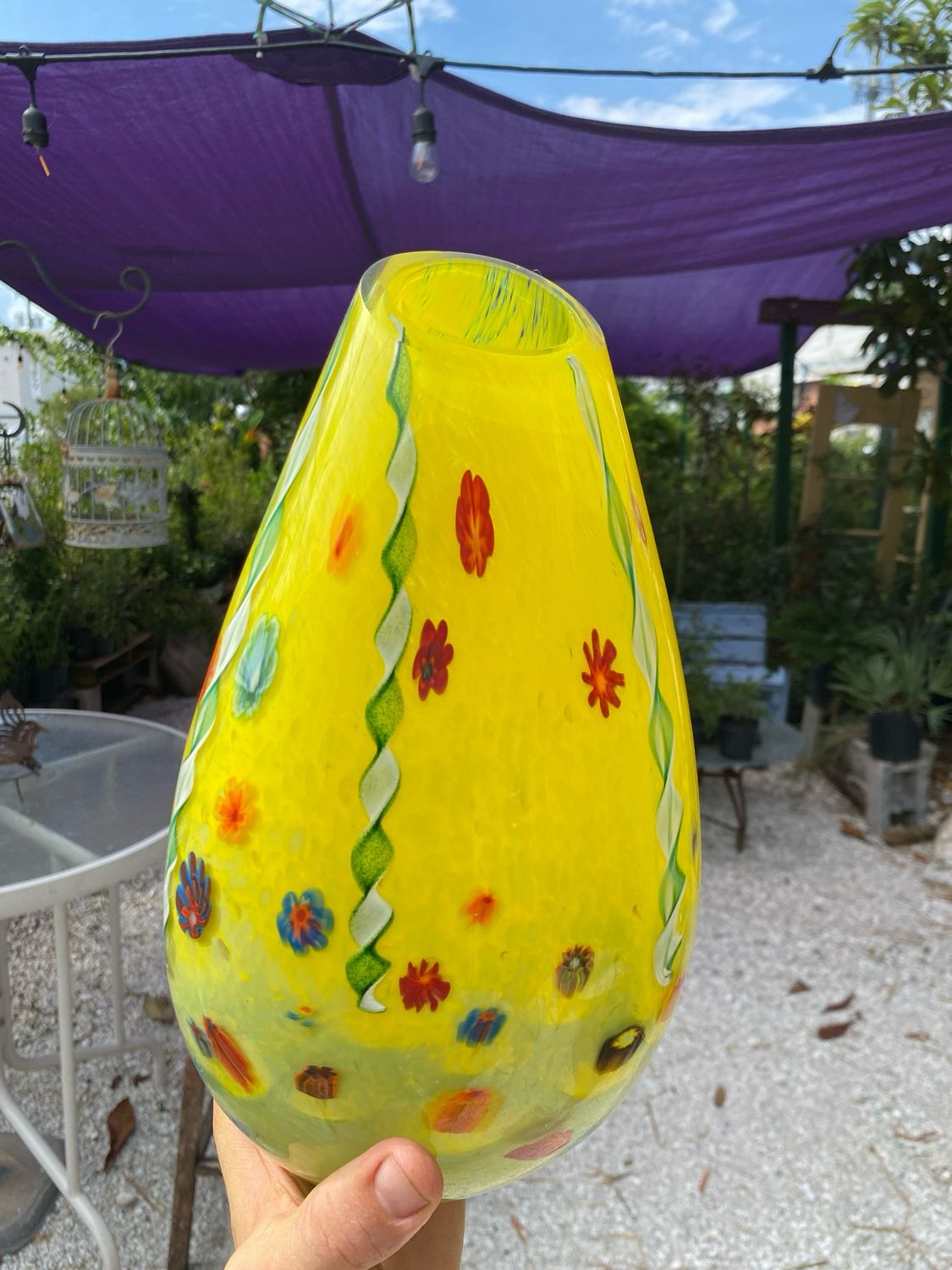Floral Vase Lemon Green
