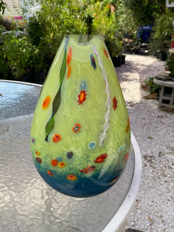 Floral Vase Blue Green