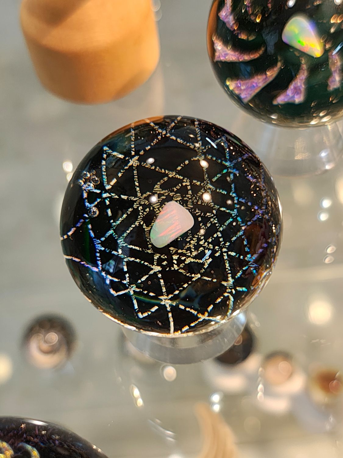Sacred Geometry Dichroic marble with opal and eye murrine