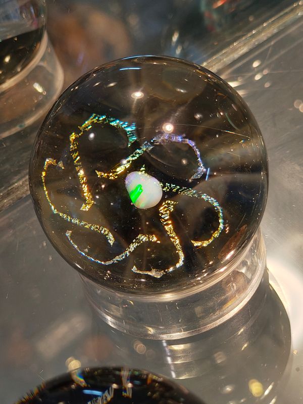 Dichroic pattern marble with opal &amp; Moon Pattern Back 2.25&quot;