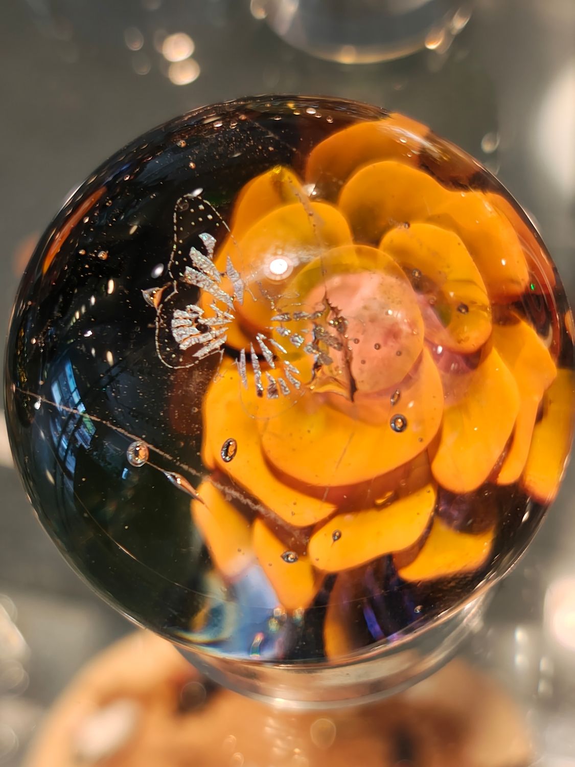 Gold Fumed Flower Implosion Marble