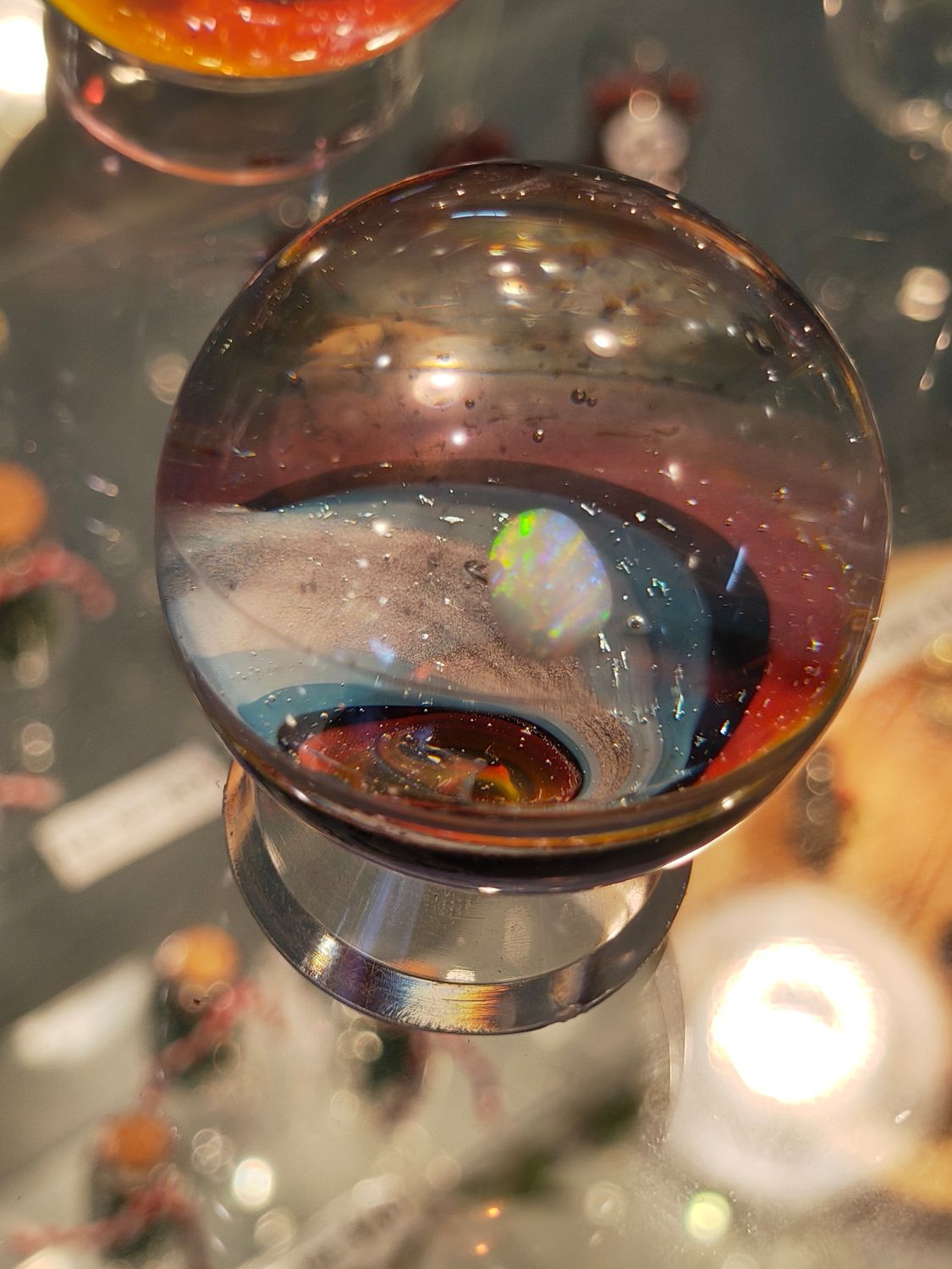 Rainbow spiral vortex w/opal Marble 2&quot;