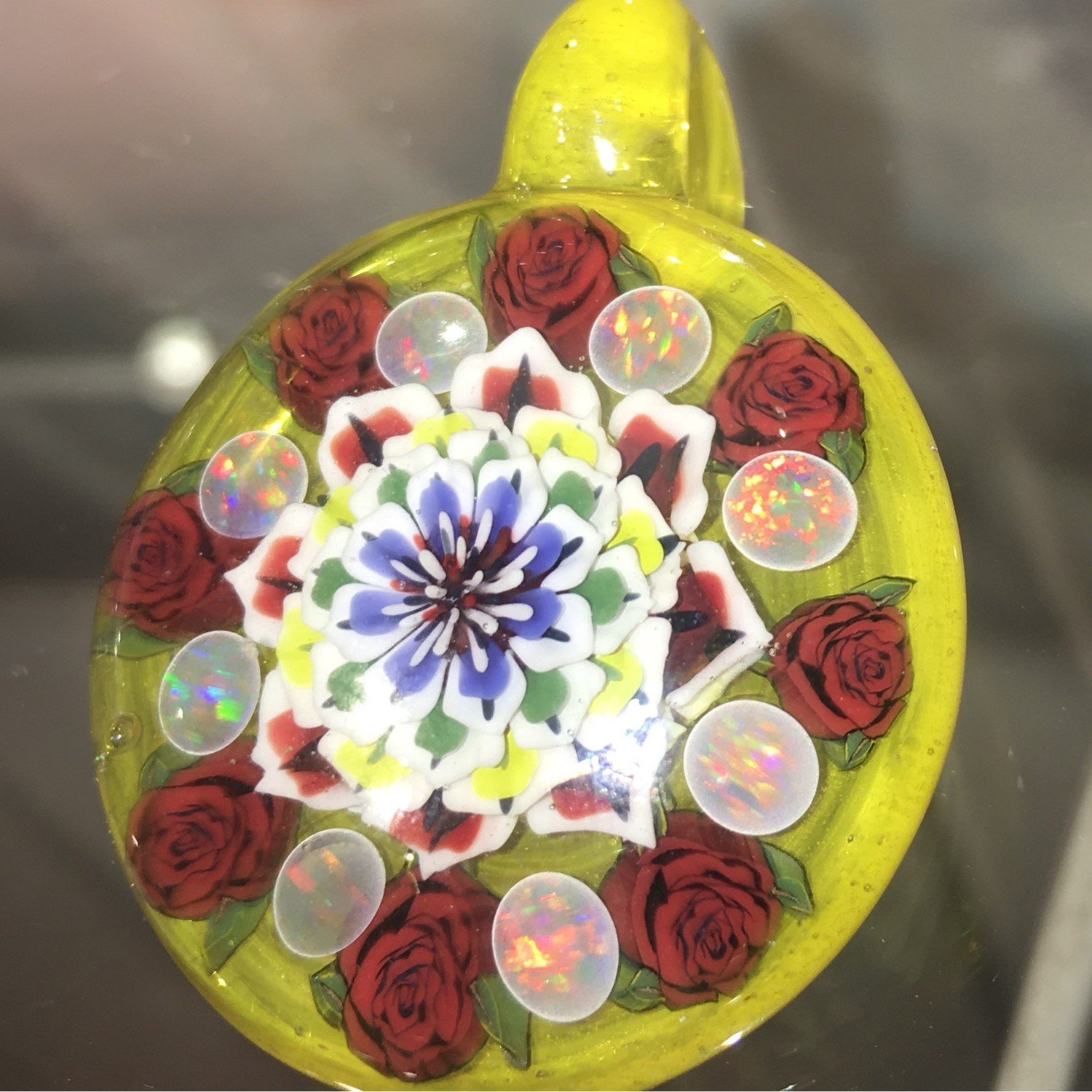 Azul “Rose & Opal Mandala” Glass Pendant