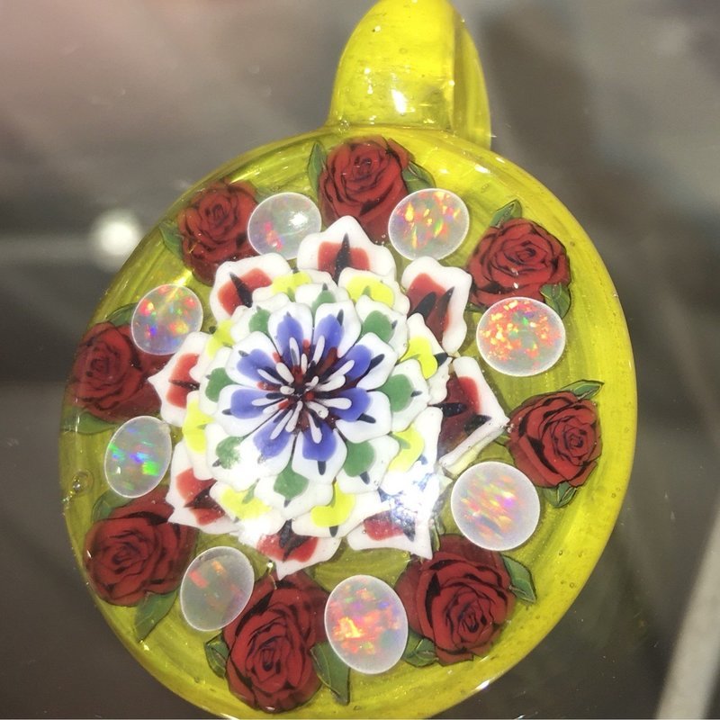 Azul “Rose & Opal Mandala” Glass Pendant
