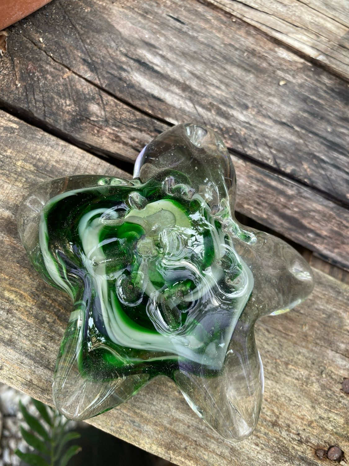 Green And White Starfish Paperweight