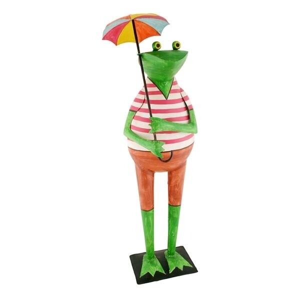 Frosch mit Schirm, h 85cm cm, Metall