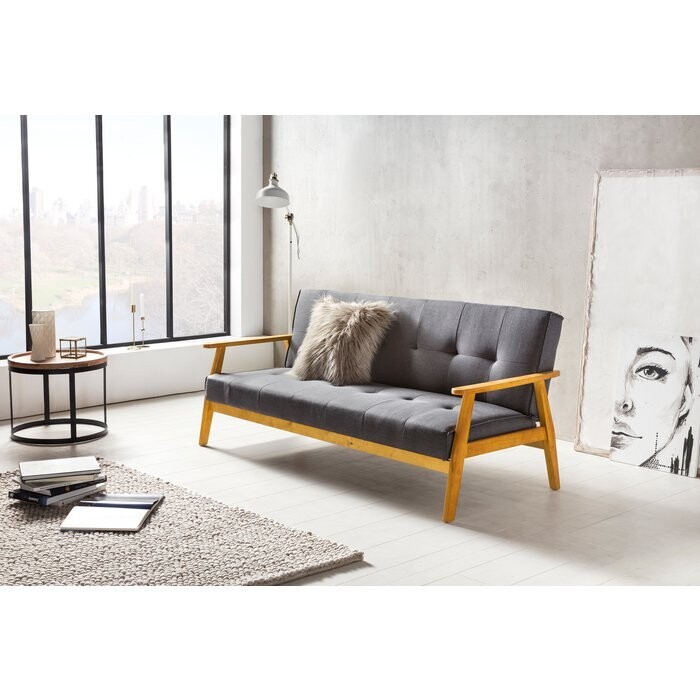 Schlaf Sofa  190x85x81 cm dunkelgrau Webstoff