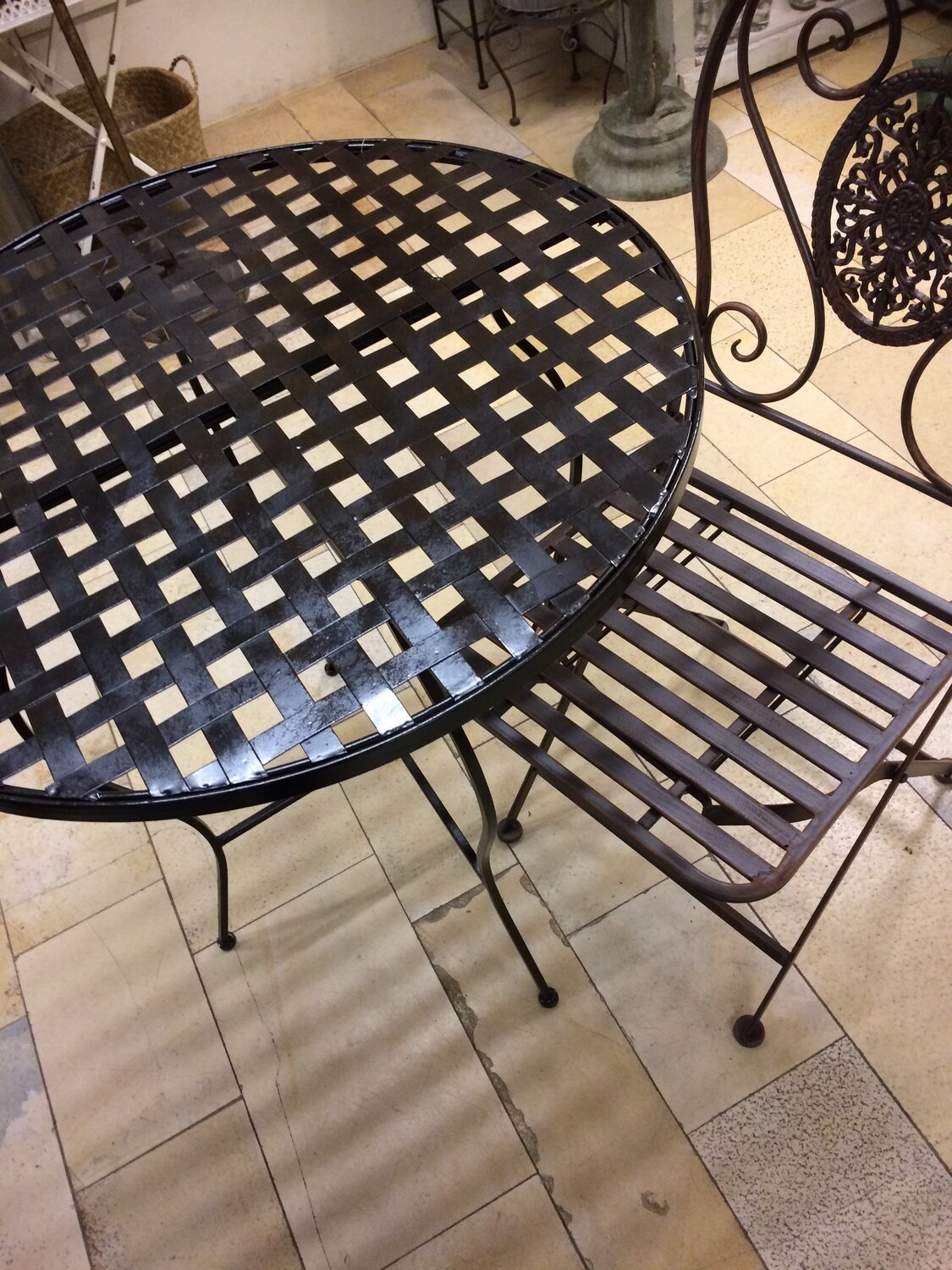 Gartengarnitur, Tisch + 2 Stühle, dk.braun-schwarz