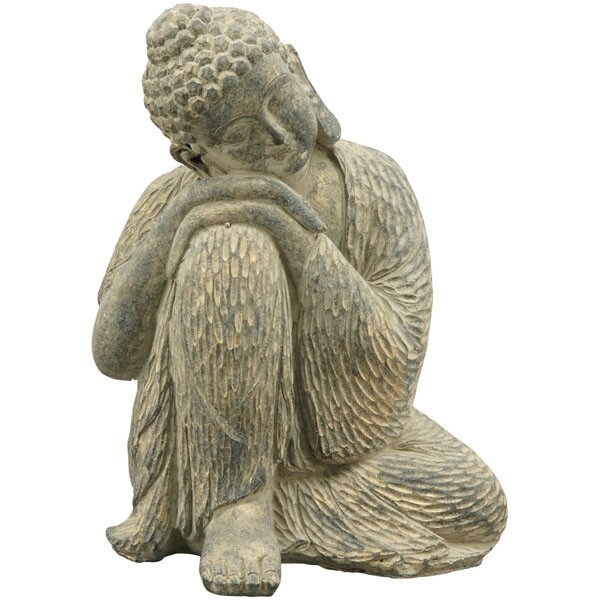 Buddha, grau, Zement, 16x15,5x20,5 cm
