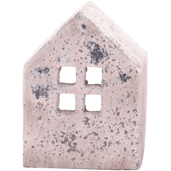 Haus WindLicht  creme/weiß, Zement, 14x9,5x19cm cm