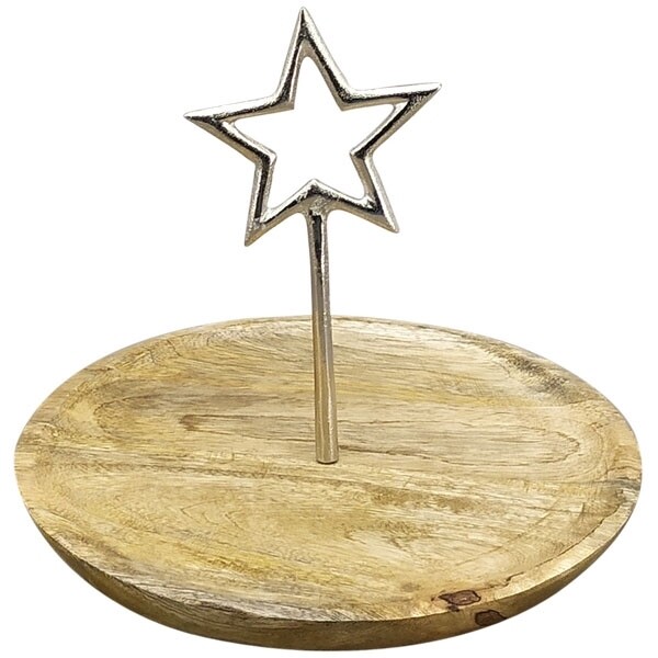 Tablett, Holz/Alu 25x25x21cm