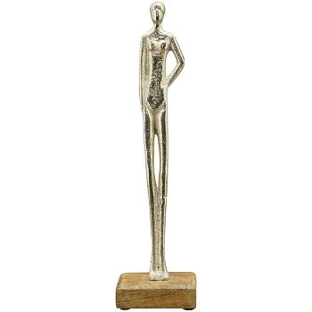 Skulptur Figur, silber, Holz/Alu, 9x7x42 cm