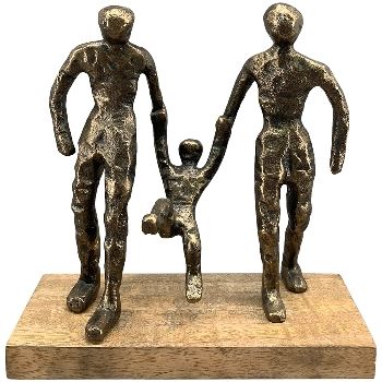 Familie Figur, kupfer, Alu/Holz, 22x8x23 cm