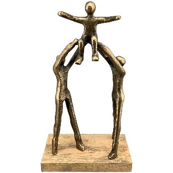 Familie Figur, kupfer, Alu/Holz, 18x8x30 cm