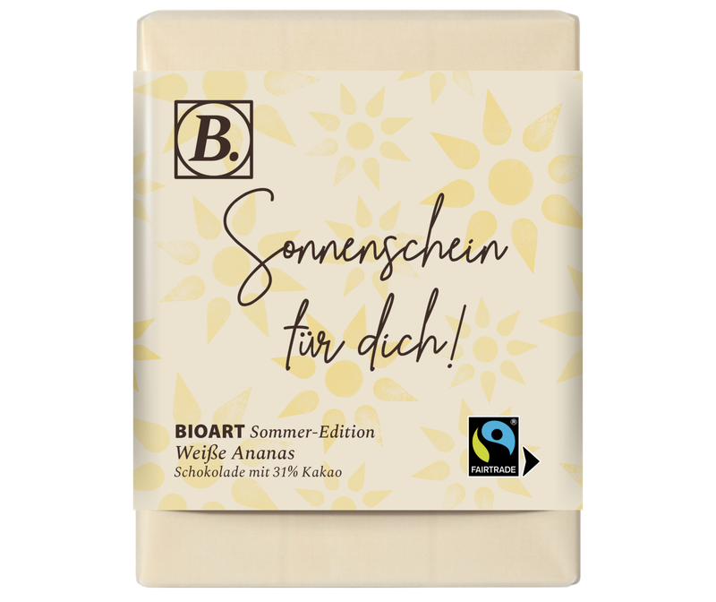 BIOART Schoko Sonnenschein für dich 70g Weiße Ananas Fairtrade