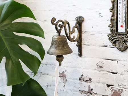 Glocke für Wand, Türglocke, H13,5/L7,5/B14 cm antique messing