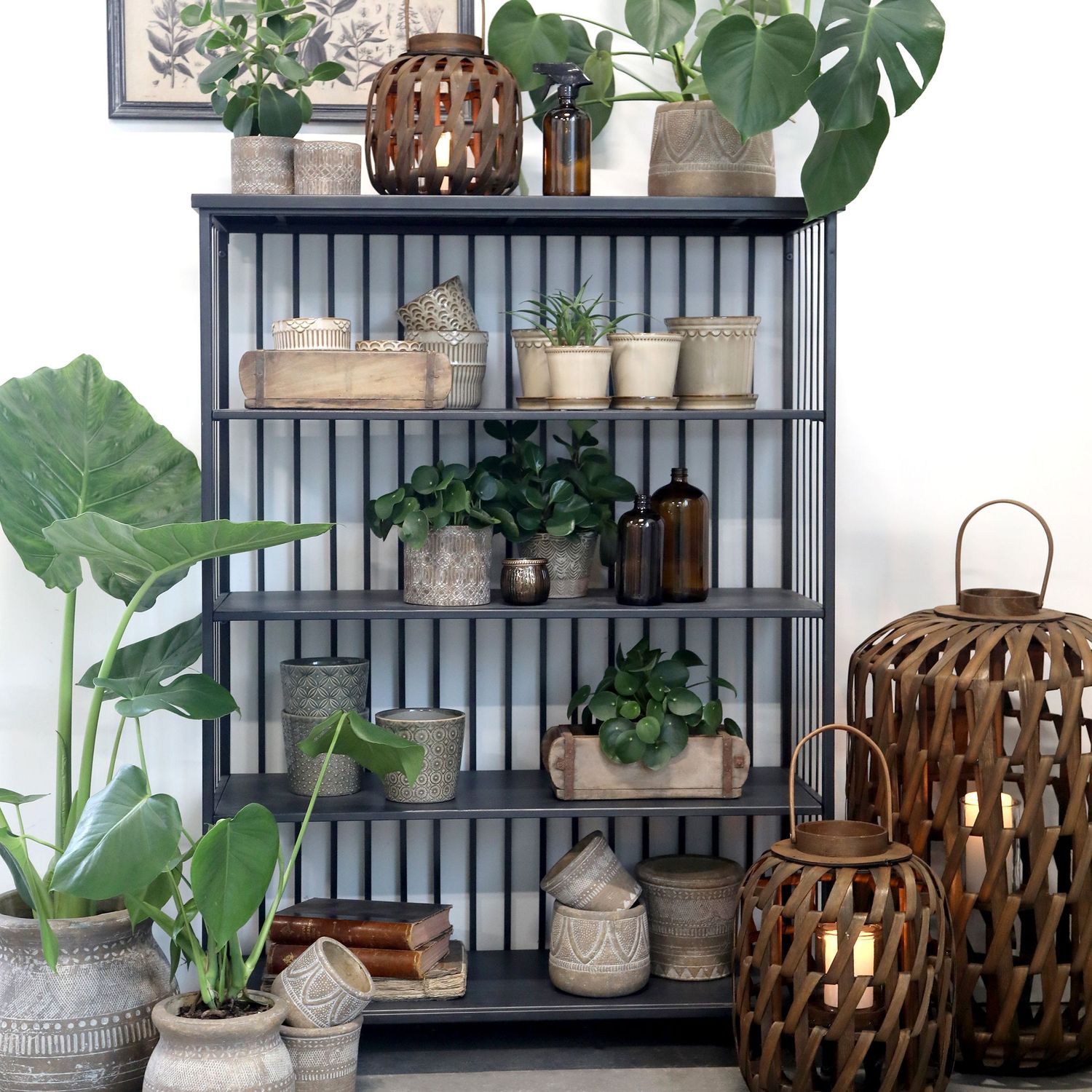 Regal, H132/L97/B38 cm antique schwarz KEIN VERSAND