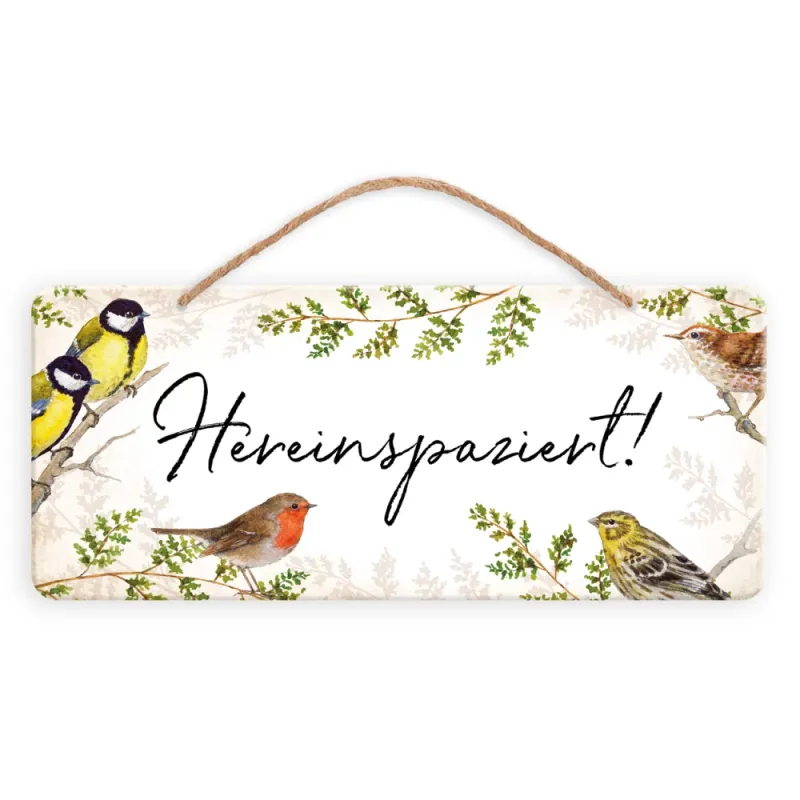 Türschild Hereinspaziert, Gartenvögel, Grätz