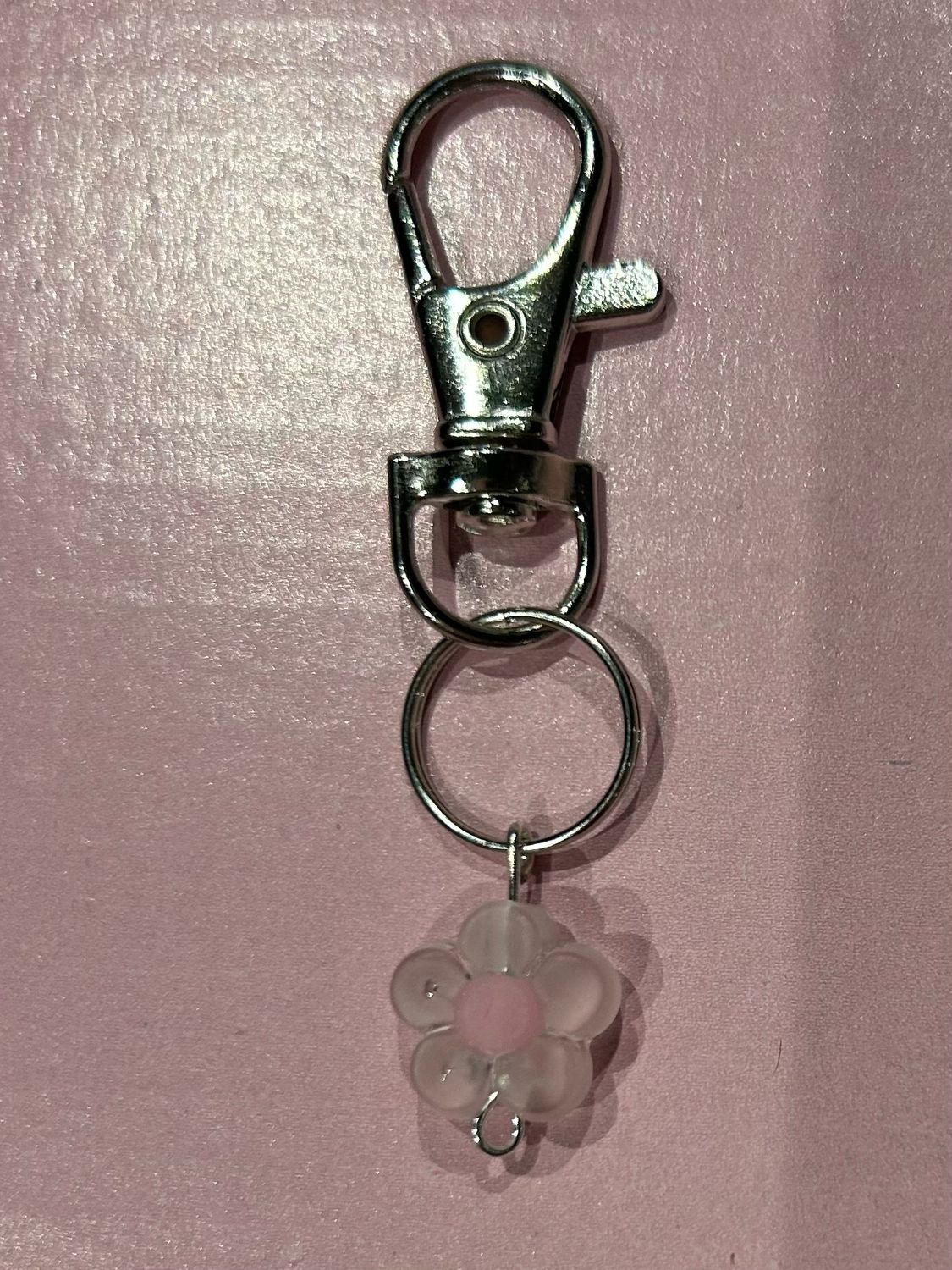 Pink + clear heart charm
