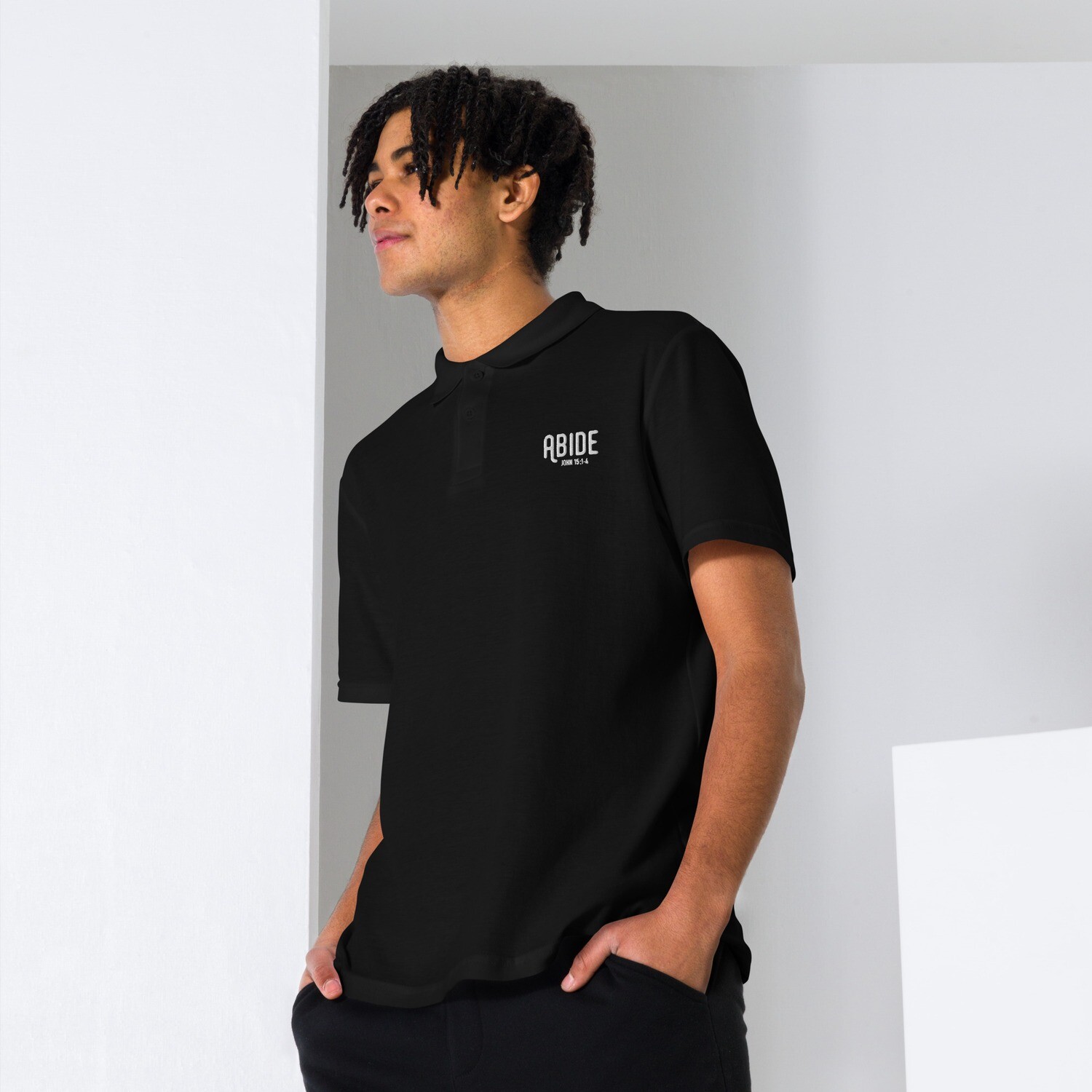 Abide - unisex pique black polo shirt