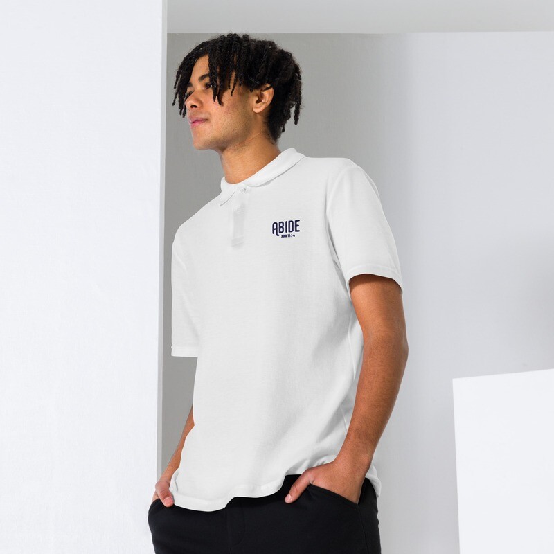 Abide - unisex pique white polo shirt