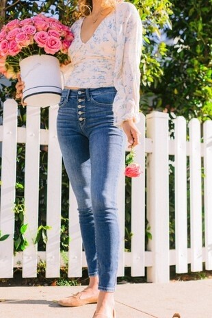 Plus High Rise Button Fly Skinny