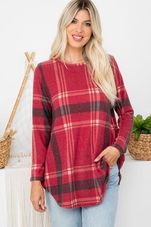 Butter Soft Plaid Basic Top