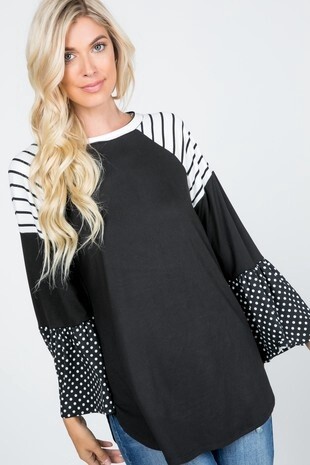 Color Block Bell Sleeve Top