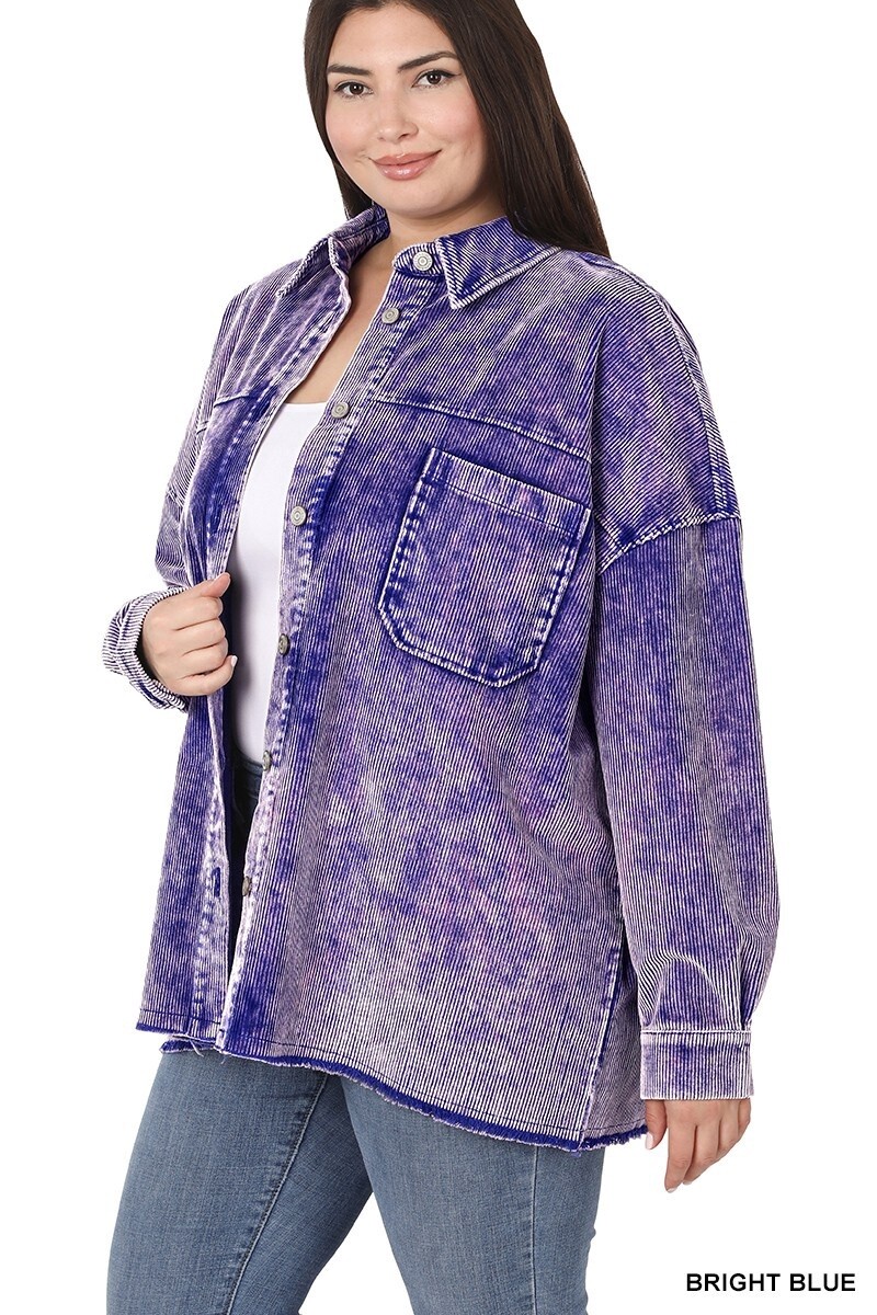 PLUS PREMIUM VINTAGE WASHED CORDUROY SHACKET